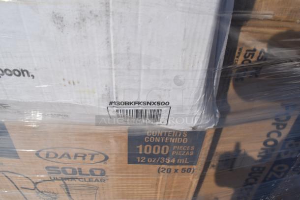 30 BRAND NEW! Boxes Including 130WBKFORKH Choice Black Heavy Weight Wrapped Polystyrene Plastic Fork - 1000/Case, 760VP85 Carnival King 85 oz. Popcorn Bucket - 150/Case, 500MF883B3C Choice 8" x 8" 3-Compartment Microwaveable Black Mineral-Filled Plastic Hinged Take-Out Container - 150/Case, TP12 Paragon 1112110 Commercial Theater 12 oz. Popcorn Machine, 612FFL1230 Choice Foil Steam Table Pan Lid - Full Size - 50/Case, 130BKFKSNX500 Choice Black Extra Heavy Weight Wrapped Polystyrene Plastic Cutlery Pack with Napkin - 500/Case, 347BP9BK Choice 9" Black Plastic Plate - 500/Case, 500MFT Lavex White M-Fold (Multifold) Towel - 4000/Case, 500CC16 Choice Clear PET Customizable Plastic Cold Cup - 16 oz. - 1000/Case, 4 Box 394325L Noble NexGen Powder-Free Disposable Blue Hybrid 3 Mil Thick Gloves - Large - 1000/Case, 500CC32P Choice Clear PET Plastic Cold Cup - 32 oz. - 500/Case, 760SOUP12WPA Choice 12 oz. White Double Poly-Coated Paper Food Cup with Vented Paper Lid - 250/Case. 30 Times Your Bid! - Image 10 of 19
