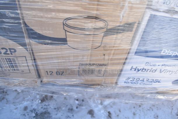30 BRAND NEW! Boxes Including 130WBKFORKH Choice Black Heavy Weight Wrapped Polystyrene Plastic Fork - 1000/Case, 760VP85 Carnival King 85 oz. Popcorn Bucket - 150/Case, 500MF883B3C Choice 8" x 8" 3-Compartment Microwaveable Black Mineral-Filled Plastic Hinged Take-Out Container - 150/Case, TP12 Paragon 1112110 Commercial Theater 12 oz. Popcorn Machine, 612FFL1230 Choice Foil Steam Table Pan Lid - Full Size - 50/Case, 130BKFKSNX500 Choice Black Extra Heavy Weight Wrapped Polystyrene Plastic Cutlery Pack with Napkin - 500/Case, 347BP9BK Choice 9" Black Plastic Plate - 500/Case, 500MFT Lavex White M-Fold (Multifold) Towel - 4000/Case, 500CC16 Choice Clear PET Customizable Plastic Cold Cup - 16 oz. - 1000/Case, 4 Box 394325L Noble NexGen Powder-Free Disposable Blue Hybrid 3 Mil Thick Gloves - Large - 1000/Case, 500CC32P Choice Clear PET Plastic Cold Cup - 32 oz. - 500/Case, 760SOUP12WPA Choice 12 oz. White Double Poly-Coated Paper Food Cup with Vented Paper Lid - 250/Case. 30 Times Your Bid! - Image 19 of 19