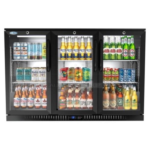 BRAND NEW SCRATCH AND DENT! KoolMore BC-3DSW-BK Metal Commercial 3 Door Back Bar Cooler Merchandiser. 115 Volts, 1 Phase. Tested and Working! - Image 1 of 8