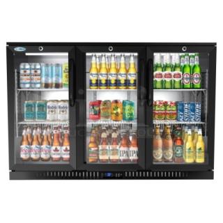 BRAND NEW SCRATCH AND DENT! KoolMore BC-3DSW-BK Metal Commercial 3 Door Back Bar Cooler Merchandiser. 115 Volts, 1 Phase. Tested and Working!