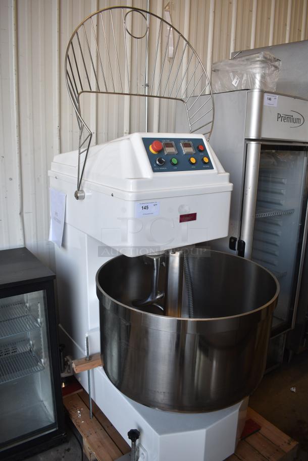BRAND NEW SCRATCH AND DENT! Estella 348SM160 Metal Commercial 160 Qt. / 228 lb. Two-Speed Spiral Dough Mixer w/ Stainless Steel Mixing Bowl, Bowl Guard and Dough Hook. 220 Volts, 3 Phase. - Image 6 of 10