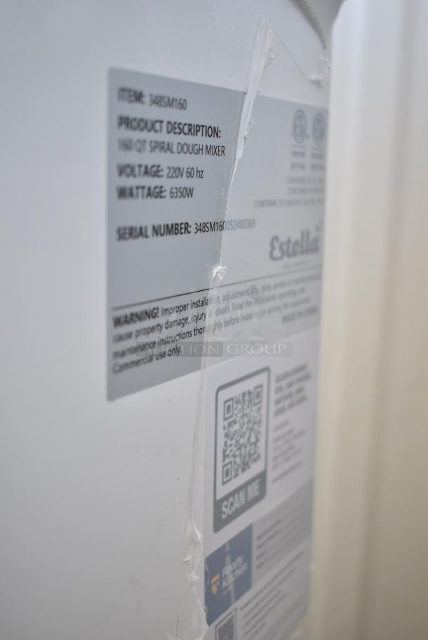 BRAND NEW SCRATCH AND DENT! Estella 348SM160 Metal Commercial 160 Qt. / 228 lb. Two-Speed Spiral Dough Mixer w/ Stainless Steel Mixing Bowl, Bowl Guard and Dough Hook. 220 Volts, 3 Phase. - Image 8 of 10