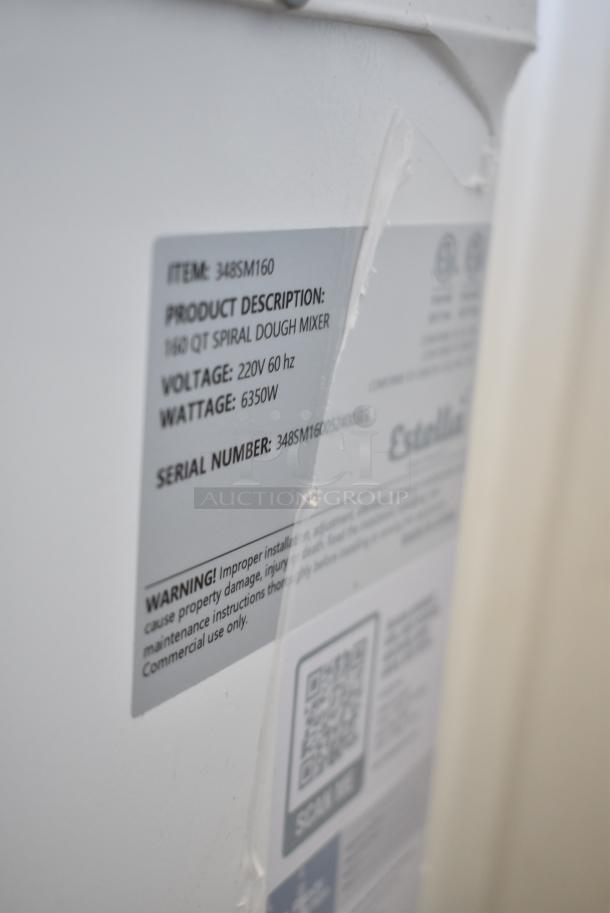 BRAND NEW SCRATCH AND DENT! Estella 348SM160 Metal Commercial 160 Qt. / 228 lb. Two-Speed Spiral Dough Mixer w/ Stainless Steel Mixing Bowl, Bowl Guard and Dough Hook. 220 Volts, 3 Phase. - Image 9 of 10