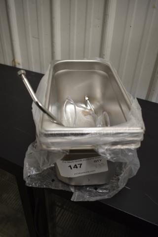5 Various Items Including Stainless Steel 1/3 Size Drop In Bins. 5 Times Your Bid!