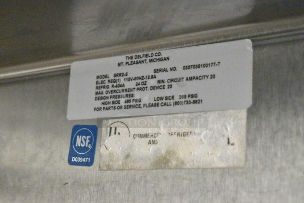 Delfield SRR2-S Stainless Steel Commercial 2 Door Reach In Cooler w/ Racks. 115 Volts, 1 Phase. Tested and Working! - Image 5 of 5