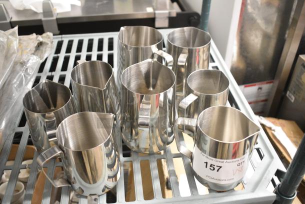 8 Various Stainless Steel Cream Pitchers. 8 Times Your Bid! - Image 1 of 4