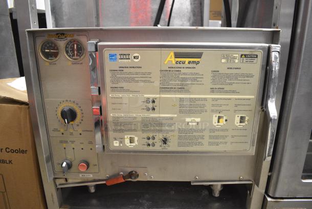 AccuTemp S32083D1205135 Stainless Steel Commercial Electric Powered Single Deck Steam Cabinet on Equipment Stand w/ Commercial Casters. 208 Volts, 3 Phase. - Image 8 of 10