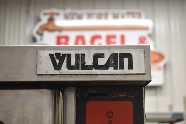 2 Vulcan VC4ED Stainless Steel Commercial Electric Powered Full Size Convection Oven w. View Through Doors, Metal Oven Racks and Thermostatic Controls on Commercial Casters. 240/480 Volts, 3 Phase. 2 Times Your Bid! - Image 2 of 10