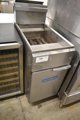 Imperial Stainless Steel Commercial Floor Style Natural Gas Powered Deep Fat Fryer.