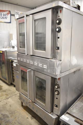 2 Blodgett Stainless Steel Commercial Natural Gas Powered Full Size Convection Oven w/ View Through Doors, Metal Oven Racks and Thermostatic Controls. 2 Times Your Bid!