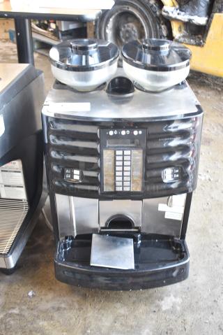 Schaerer SCA 1 Metal Commercial Countertop Automatic Espresso Machine w/ 2 Hoppers. 200-220 Volts.