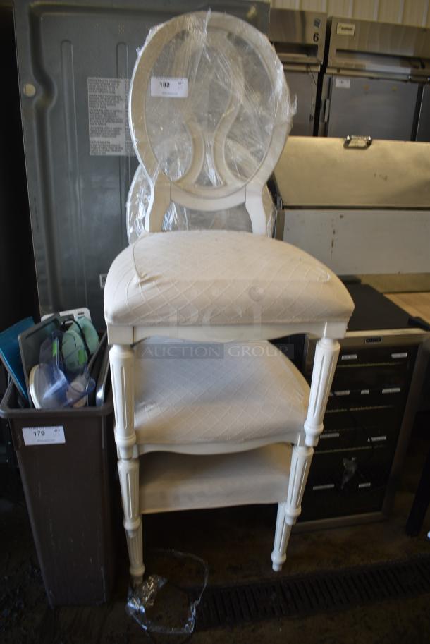 3 White Dining Height Chair w/ White Seat Cushion. 3 Times Your Bid! - Image 1 of 4
