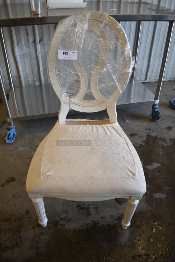 3 White Dining Height Chair w/ White Seat Cushion. 3 Times Your Bid! - Image 2 of 4