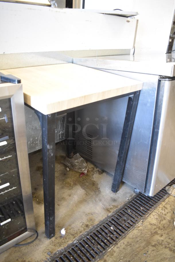 Wood Pattern Dining Height Table on Metal Legs. - Image 3 of 3