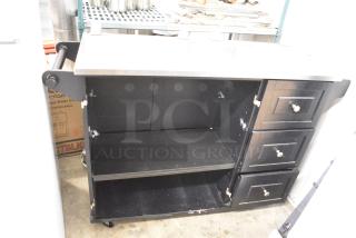 Black Portable Cart w/ 3 Drawers on Commercial Casters.