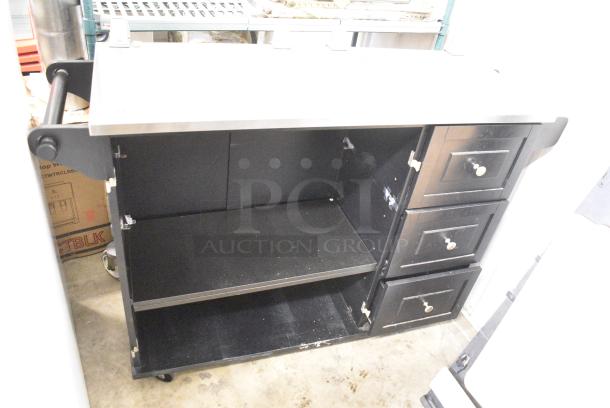 Black Portable Cart w/ 3 Drawers on Commercial Casters. - Image 2 of 10