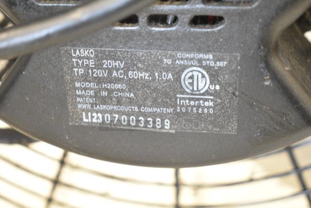 Lasko H20660 Black Metal Fan. 120 Volts, 1 Phase. Tested and Working! - Image 5 of 5