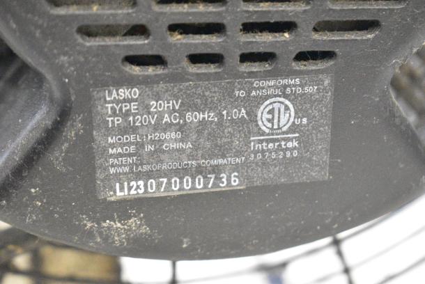 Lasko H20660 Black Metal Fan. 120 Volts, 1 Phase. Tested and Working! - Image 5 of 5