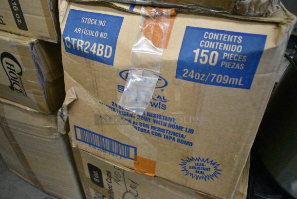 8 BRAND NEW! Boxes of Various Items Including 795SUS050801 Choice 5 1/4" x 8 1/2" Extra Large Food Container with Lid - 300/Case, 760SOUP16PBL Choice 6 - 16 oz. Clear Plastic Soup / Food Cup Lid - 1000/Case, 129MCR32B Choice 32 oz. Black Round Microwavable Heavy Weight Container with Lid 7 1/4" - 150/Case, 127P325C Choice 3.25 oz. Clear Plastic Souffle Cup / Portion Cup - 2500/Case, CTR24BD Dart SafeSeal 24 oz. Plastic Tamper-Resistant, Tamper-Evident Bowl with Dome Lid - 150/Case, 760SOUP8WB Choice 8 oz. White Double Poly-Coated Paper Food Cup - 1000/Case. 8 Times Your Bid! - Image 7 of 9
