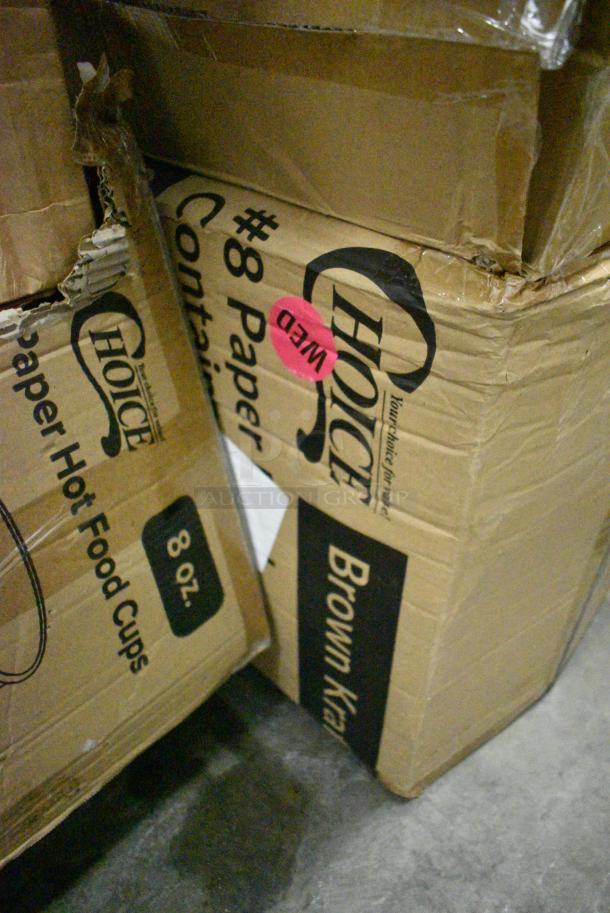 8 BRAND NEW! Boxes of Various Items Including 795SUS050801 Choice 5 1/4" x 8 1/2" Extra Large Food Container with Lid - 300/Case, 760SOUP16PBL Choice 6 - 16 oz. Clear Plastic Soup / Food Cup Lid - 1000/Case, 129MCR32B Choice 32 oz. Black Round Microwavable Heavy Weight Container with Lid 7 1/4" - 150/Case, 127P325C Choice 3.25 oz. Clear Plastic Souffle Cup / Portion Cup - 2500/Case, CTR24BD Dart SafeSeal 24 oz. Plastic Tamper-Resistant, Tamper-Evident Bowl with Dome Lid - 150/Case, 760SOUP8WB Choice 8 oz. White Double Poly-Coated Paper Food Cup - 1000/Case. 8 Times Your Bid! - Image 9 of 9
