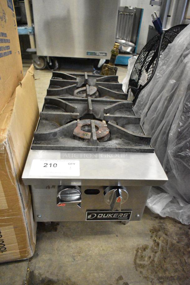 Dukers DCHPA12 Stainless Steel Commercial Countertop Natural Gas Powered 2 Burner Range. 56,000 BTU. - Image 1 of 4