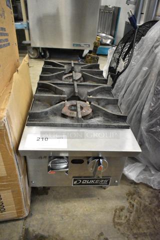 Dukers DCHPA12 Stainless Steel Commercial Countertop Natural Gas Powered 2 Burner Range. 56,000 BTU.