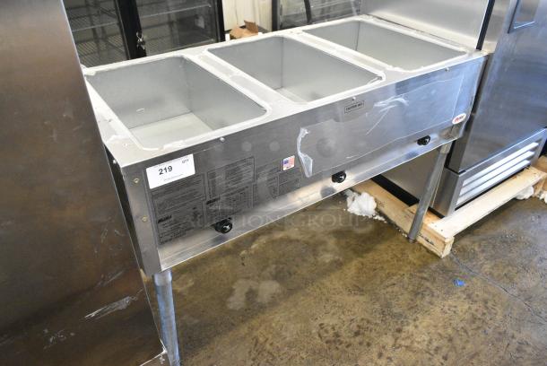 BRAND NEW SCRATCH AND DENT! 2024 Eagle HT3-NG Stainless Steel Commercial Natural Gas Powered 3 Bay Steam Table. 10,500 BTU. - Image 2 of 5