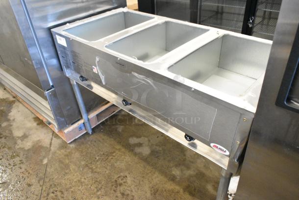 BRAND NEW SCRATCH AND DENT! 2024 Eagle HT3-NG Stainless Steel Commercial Natural Gas Powered 3 Bay Steam Table. 10,500 BTU. - Image 3 of 5