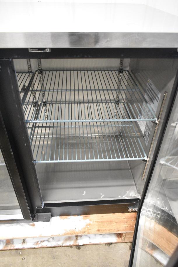 BRAND NEW SCRATCH AND DENT! 2024 Avantco 178UBB378G 78" Black Counter Height Glass Door Back Bar Refrigerator with LED Lighting. 115 Volts, 1 Phase. Tested and Working! - Image 5 of 7