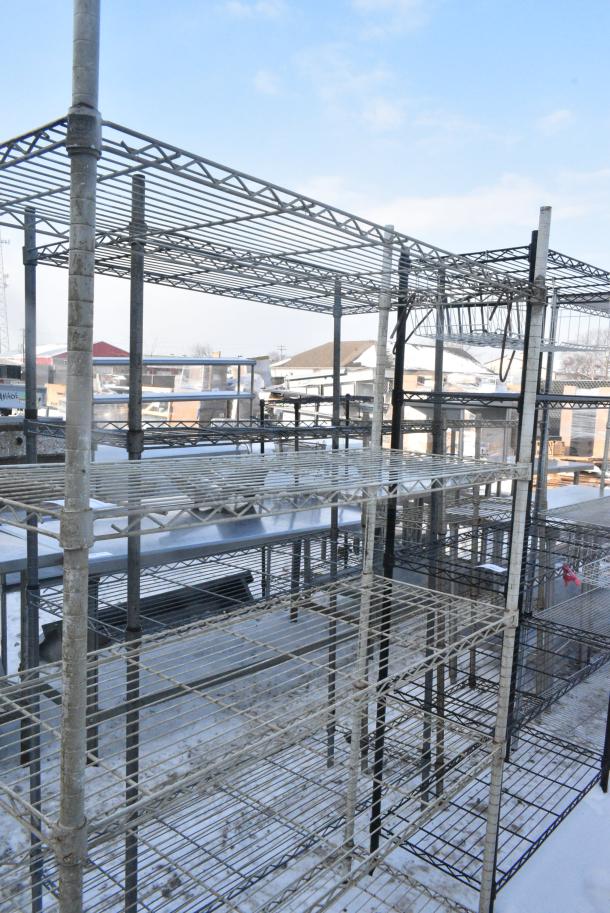 5 Tier Wire Shelving Unit. BUYER MUST DISMANTLE. PCI CANNOT DISMANTLE FOR SHIPPING. PLEASE CONSIDER FREIGHT CHARGES. - Image 3 of 3