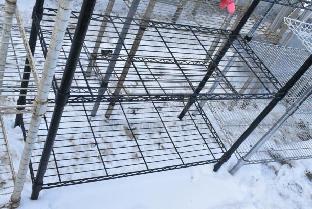 Black Finish 5 Tier Wire Shelving Unit. BUYER MUST DISMANTLE. PCI CANNOT DISMANTLE FOR SHIPPING. PLEASE CONSIDER FREIGHT CHARGES. - Image 2 of 3