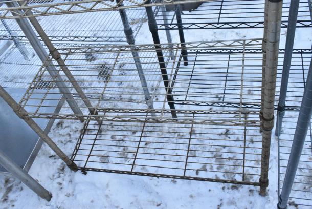Chrome Finish 4 Tier Wire Shelving Unit. BUYER MUST DISMANTLE. PCI CANNOT DISMANTLE FOR SHIPPING. PLEASE CONSIDER FREIGHT CHARGES. - Image 2 of 3