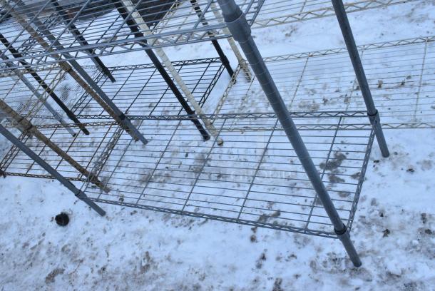 Gray Finish 4 Tier Wire Shelving Unit. BUYER MUST DISMANTLE. PCI CANNOT DISMANTLE FOR SHIPPING. PLEASE CONSIDER FREIGHT CHARGES. - Image 2 of 4