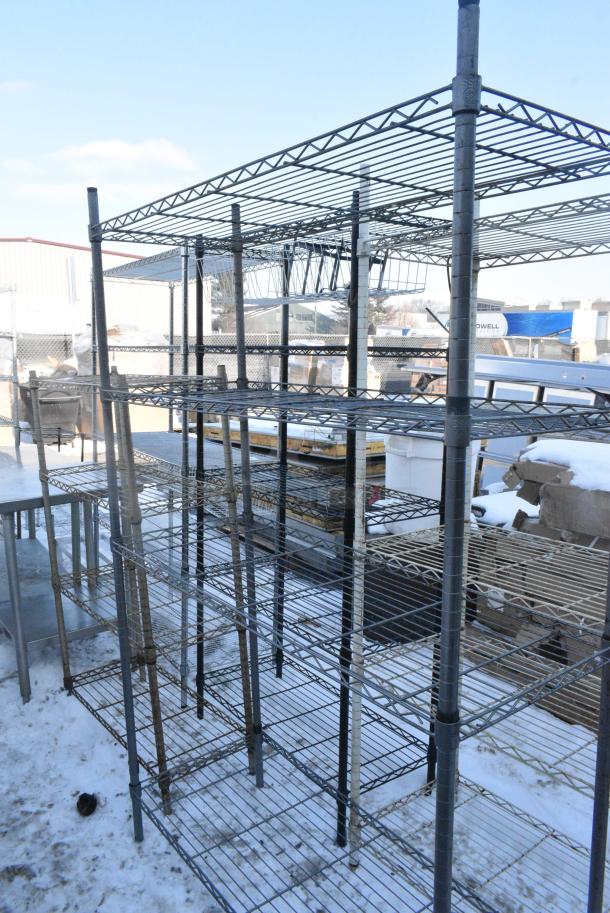 Gray Finish 4 Tier Wire Shelving Unit. BUYER MUST DISMANTLE. PCI CANNOT DISMANTLE FOR SHIPPING. PLEASE CONSIDER FREIGHT CHARGES. - Image 3 of 4