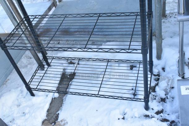 Black Finish 4 Tier Wire Shelving Unit. BUYER MUST DISMANTLE. PCI CANNOT DISMANTLE FOR SHIPPING. PLEASE CONSIDER FREIGHT CHARGES. - Image 2 of 3