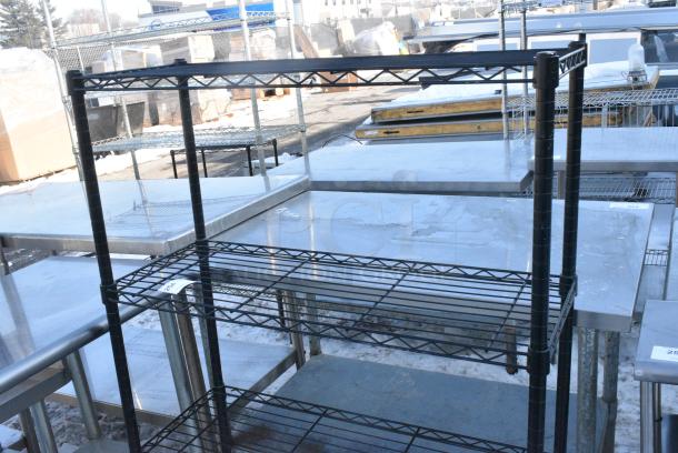 Black Finish 4 Tier Wire Shelving Unit. BUYER MUST DISMANTLE. PCI CANNOT DISMANTLE FOR SHIPPING. PLEASE CONSIDER FREIGHT CHARGES. - Image 3 of 3
