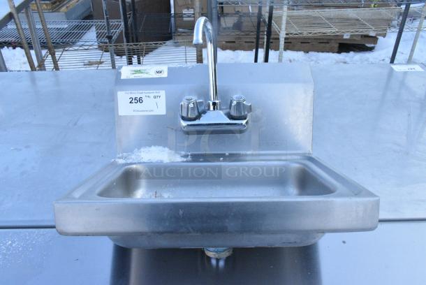 Regency 600HS17Stainless Steel Single Bay Wall Mount Sink w/ Faucet and Handles. - Image 1 of 5