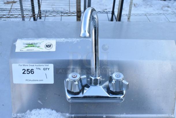Regency 600HS17Stainless Steel Single Bay Wall Mount Sink w/ Faucet and Handles. - Image 2 of 5