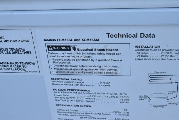 General Electric GE Chest Freezer w/ Hinge Lid. 115 Volts, 1 Phase. - Image 8 of 9