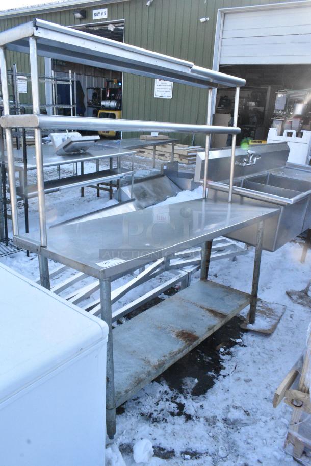 Stainless Steel Table w/ 2 Tier Over Shelf and Metal Under Shelf. - Image 1 of 4