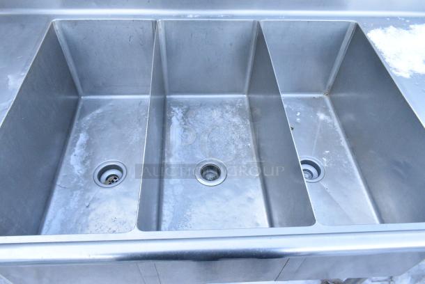Stainless Steel 3 Bay Sink w/ Dual Drain Boards, Faucet and Handles. - Image 3 of 6