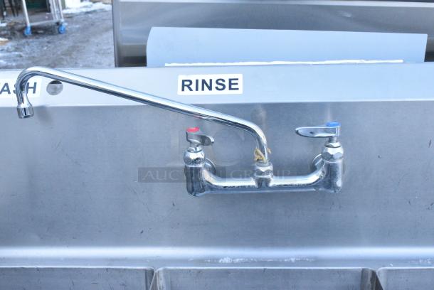 Stainless Steel 3 Bay Sink w/ Dual Drain Boards, Faucet and Handles. - Image 5 of 6