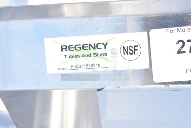 BRAND NEW SCRATCH AND DENT! Regency 600S31818218 94" 16 Gauge Stainless Steel Three Compartment Commercial Sink with Cross Bracing and 2 Drainboards - 18" x 18" x 14" Bowls. - Image 7 of 9