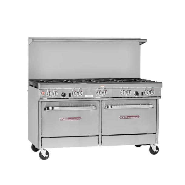 BRAND NEW SCRATCH AND DENT! Southbend 4601DD-2GR Stainless Steel Commercial Natural Gas Powered 6 Burner Range w/ Flat Top Griddle and 2 Ovens. - Image 1 of 12