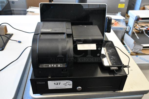 POS Monitor w/ 2 Toast Receipt Printers, Toast Metal Cash Drawers, Toast Handheld Credit Reader - Image 1 of 6