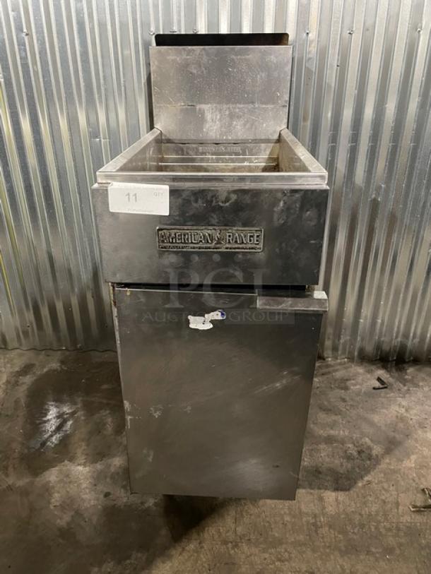 American Range Commercial Stainless Steel Natural Gas Powered Deep Fat Fryer! With Back Splash! On Legs! - Image 1 of 10