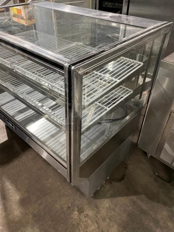 Leader Commercial Stainless Steel Straight Glass 48" Dry Bakery Display Showcase! With Poly Coated Wire Tier Racks! With Lighting! With Rear Access Sliding Glass Doors! Model: CBK48 D SN: GA05C1072! 115V 1 Phase! - Image 2 of 9
