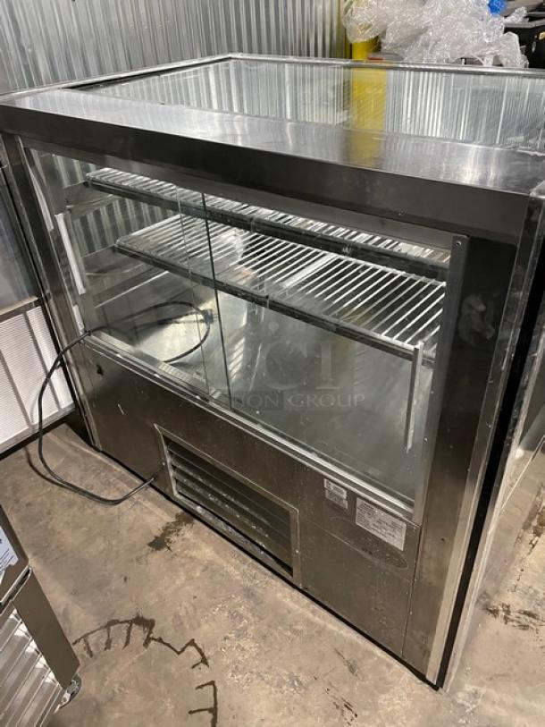 Leader Commercial Stainless Steel Straight Glass 48" Dry Bakery Display Showcase! With Poly Coated Wire Tier Racks! With Lighting! With Rear Access Sliding Glass Doors! Model: CBK48 D SN: GA05C1072! 115V 1 Phase! - Image 3 of 9