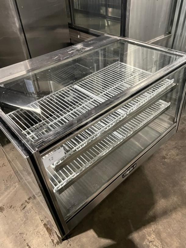 Leader Commercial Stainless Steel Straight Glass 48" Dry Bakery Display Showcase! With Poly Coated Wire Tier Racks! With Lighting! With Rear Access Sliding Glass Doors! Model: CBK48 D SN: GA05C1072! 115V 1 Phase! - Image 6 of 9