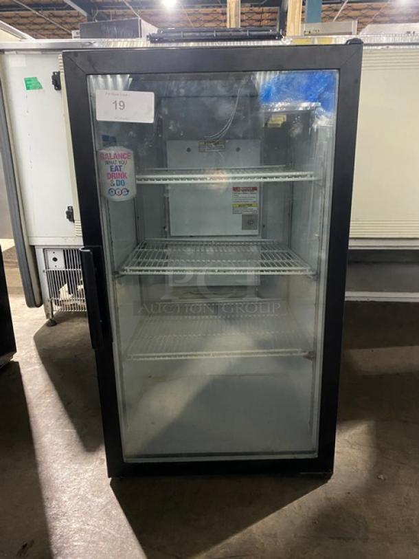 Beverage-Air Commercial Black Single Glass Door Countertop Merchandiser Refrigerator! With Poly Coated Wire Racks! Model: UR30G SN: 7255177! 115V 1 Phase! - Image 1 of 9